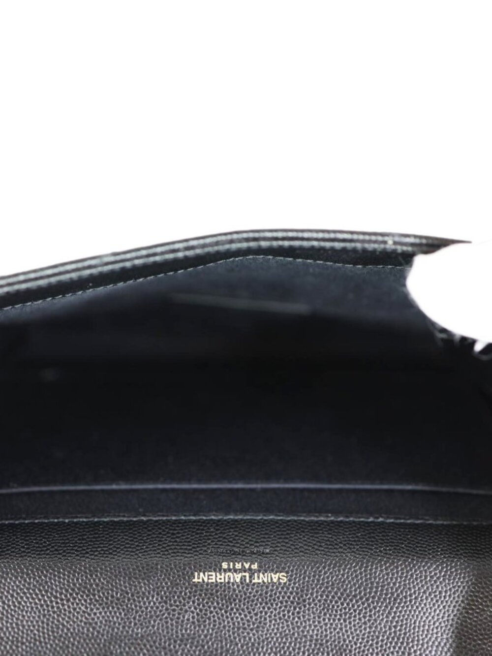 Yves Saint Laurent  Cassandre Flap Matelassé Grain De Poudre Leather Pouch Black - Picture 9 of 11